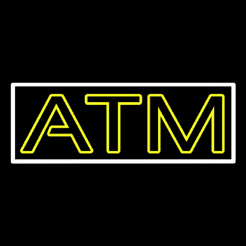 Yellow Atm White Border Neon Sign