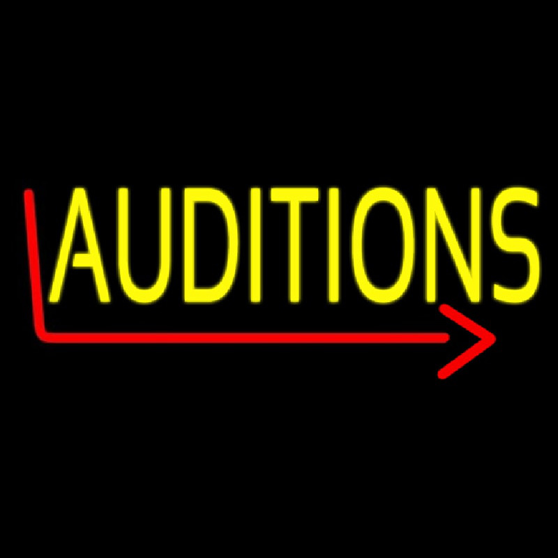 Yellow Auditions Arrow Neon Sign