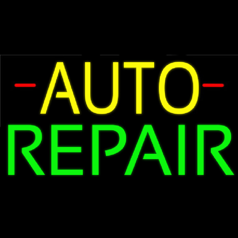 Yellow Auto Green Repair Block Neon Sign