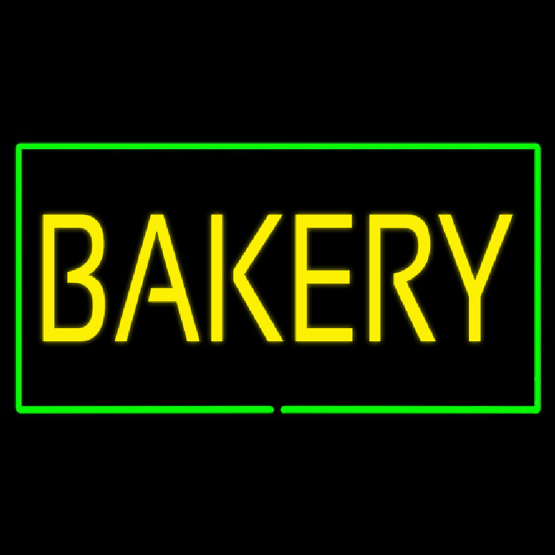 Yellow Bakery Rectangle Green Neon Sign