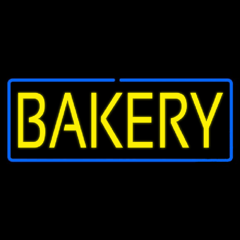 Yellow Bakery With Blue Border Neon Sign