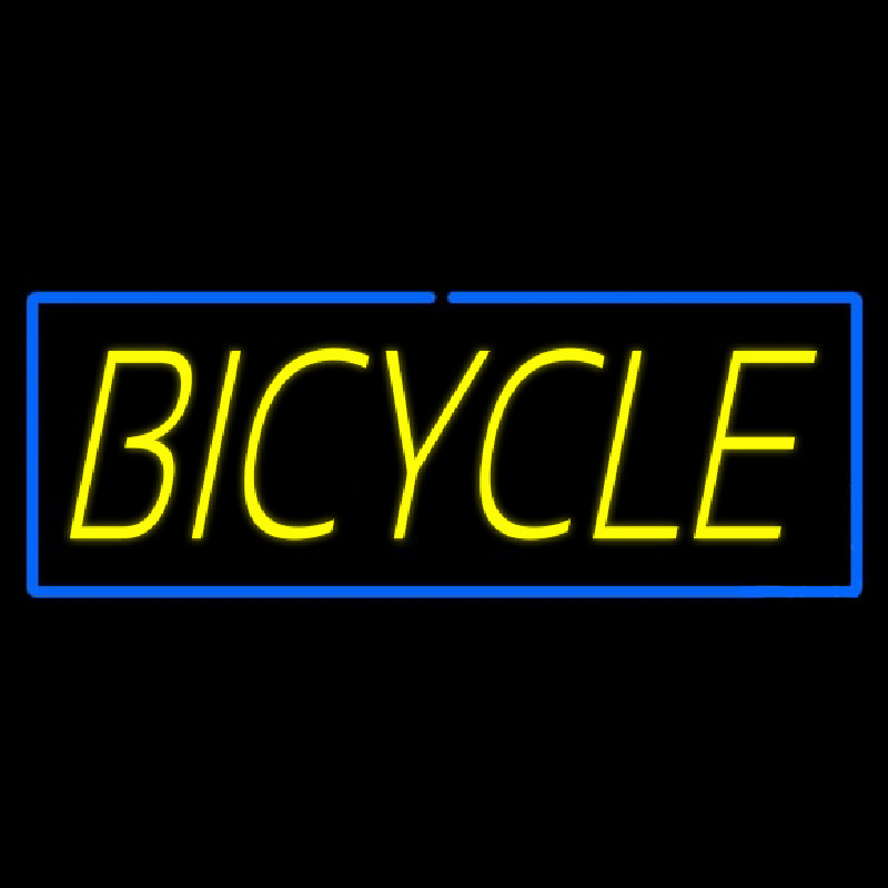 Yellow Bicycle Blue Border Neon Sign