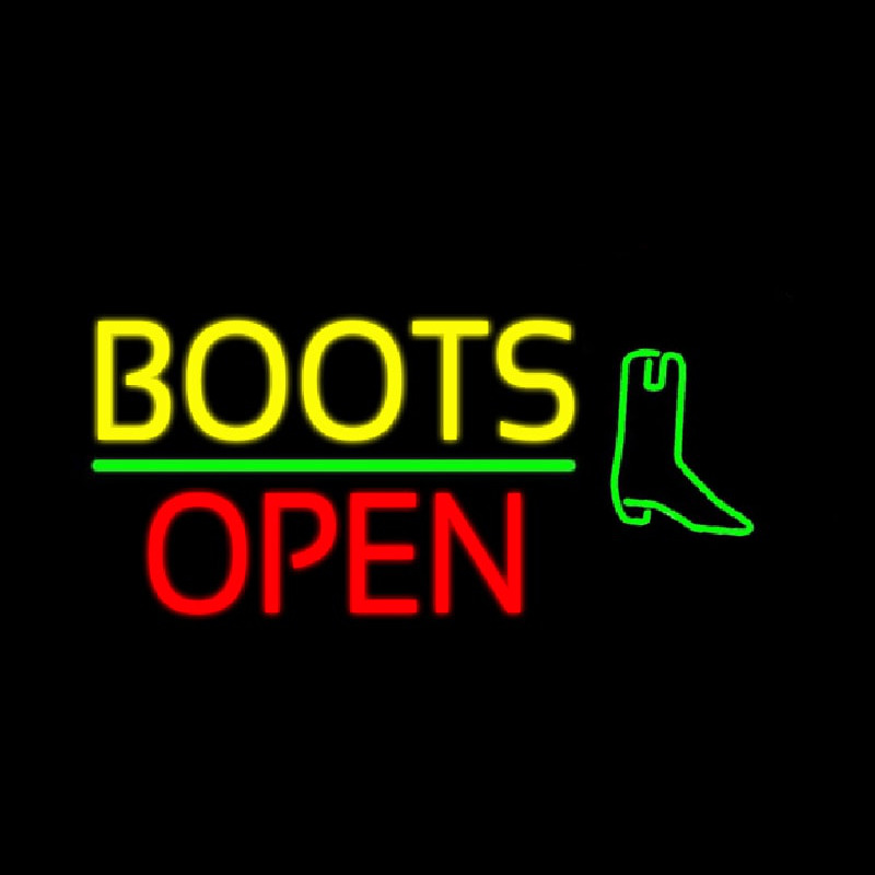 Yellow Boots Open With Logo Neon Sign