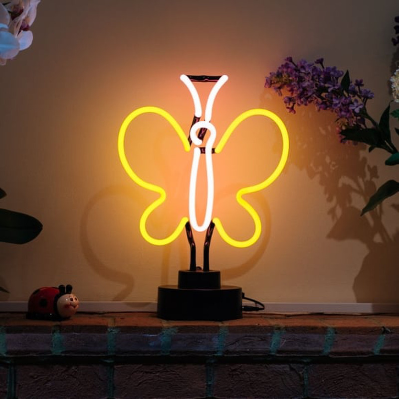 Yellow Butterfly Desktop Neon Sign