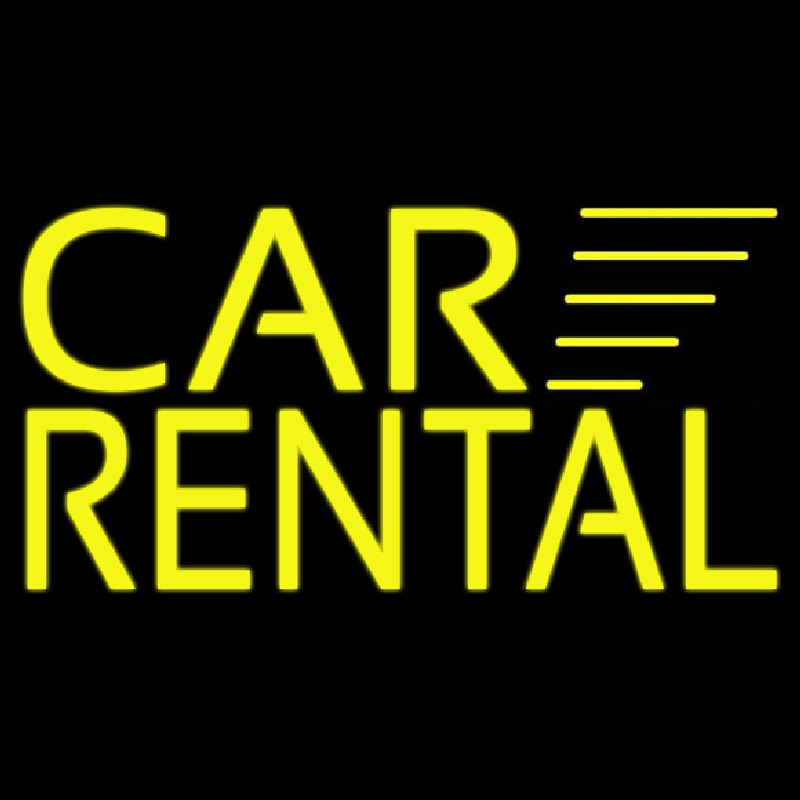 Yellow Car Rental Neon Sign