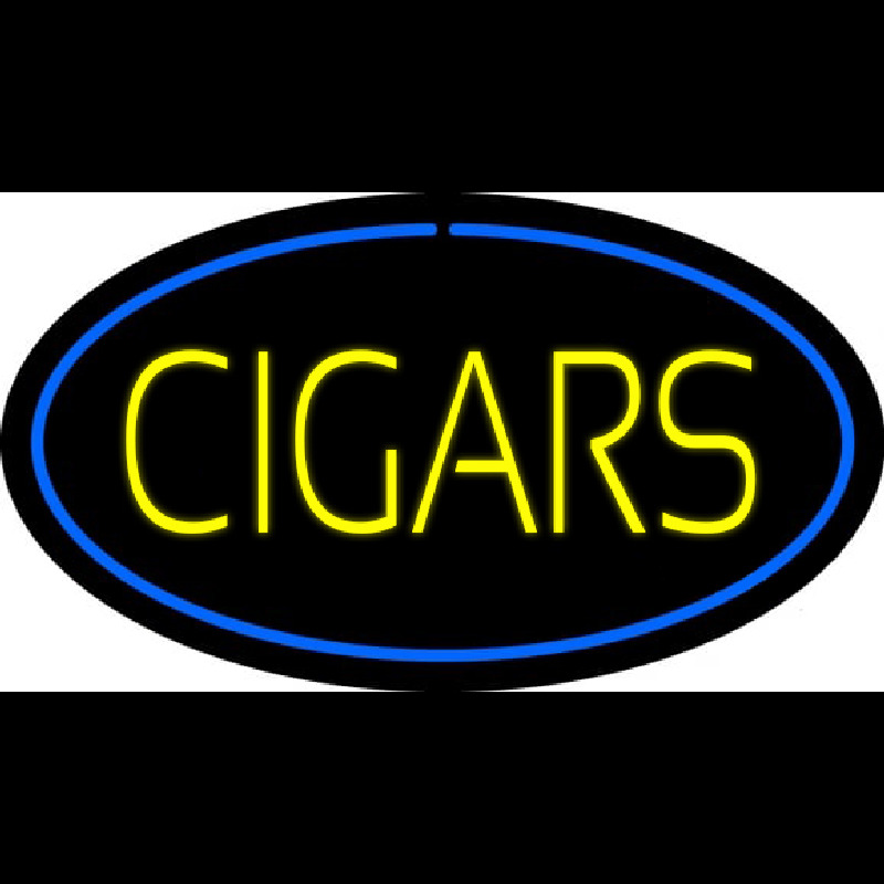 Yellow Cigars Blue Oval Neon Sign