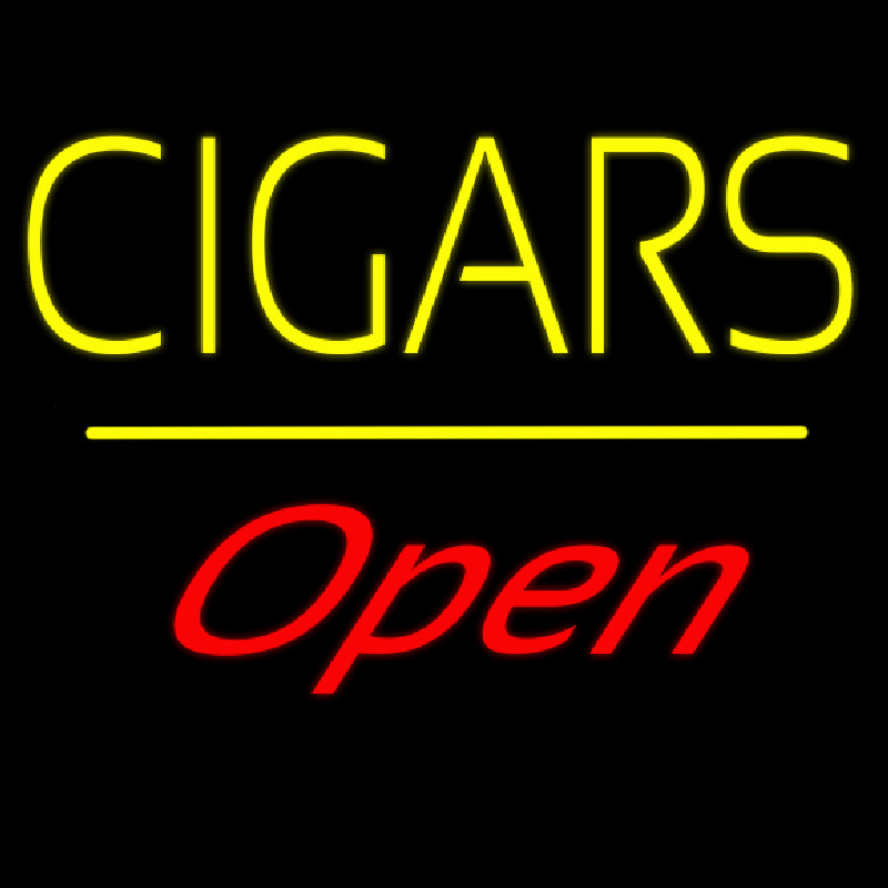 Yellow Cigars Open Line Neon Sign