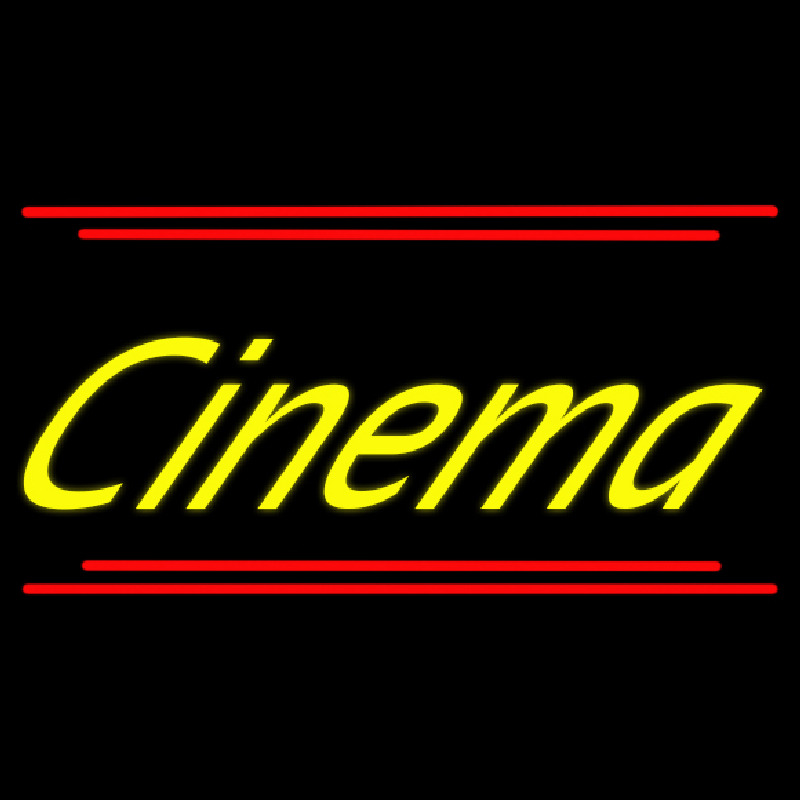 Yellow Cursive Cinema With Line Neon Sign