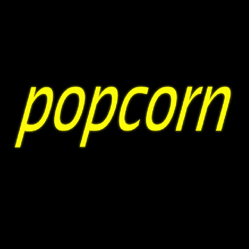 Yellow Cursive Popcorn Neon Sign