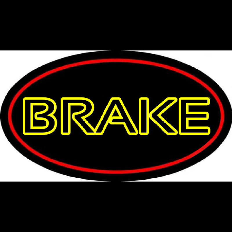 Yellow Double Stroke Brake With Border Neon Sign