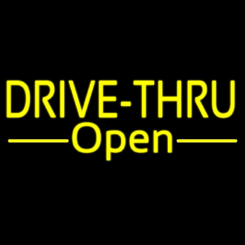 Yellow Drive Thru Open Neon Sign