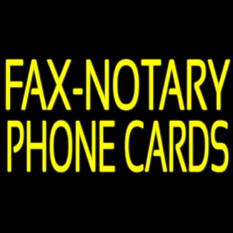 Yellow Fa  Notary Phone Cards With White Border Neon Sign