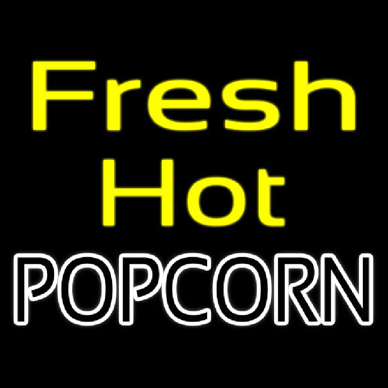 Yellow Fresh Hot White Popcorn Neon Sign