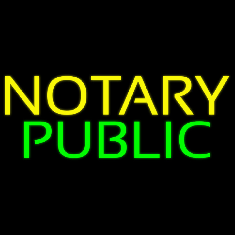 Yellow Green Notary Public Neon Sign