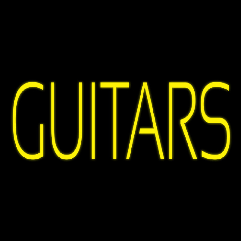 Yellow Guitars Green Line Neon Sign