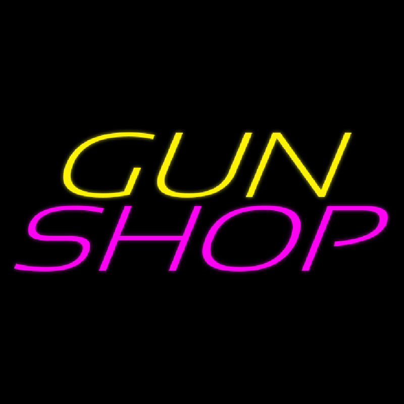 Yellow Gun Pink Shop Neon Sign