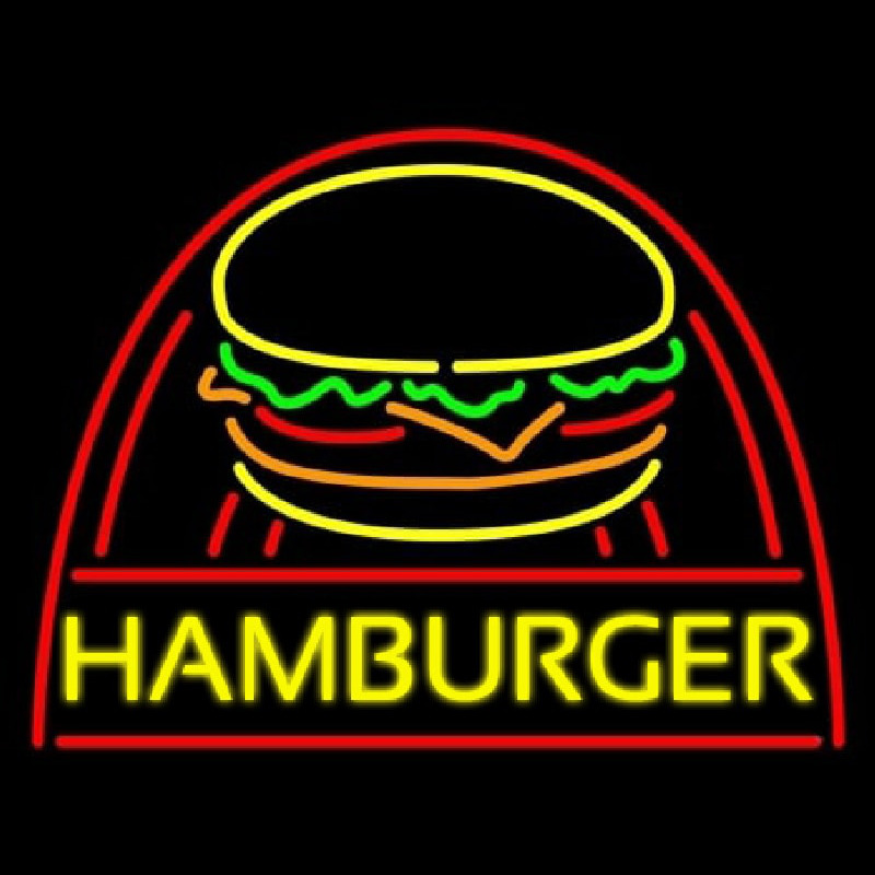 Yellow Hamburger With Logo Neon Sign