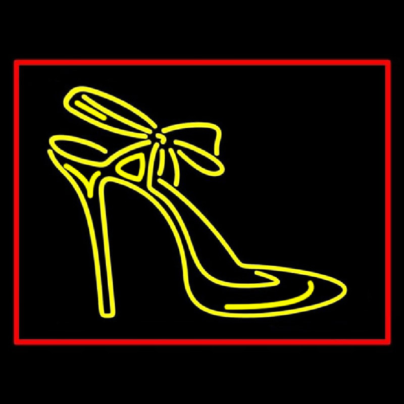 Yellow High Heels With Ribbon Neon Sign