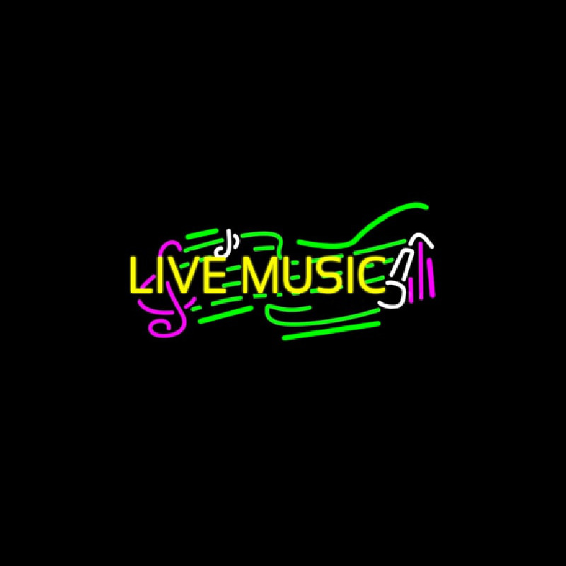 Yellow Live Music Block 1 Neon Sign