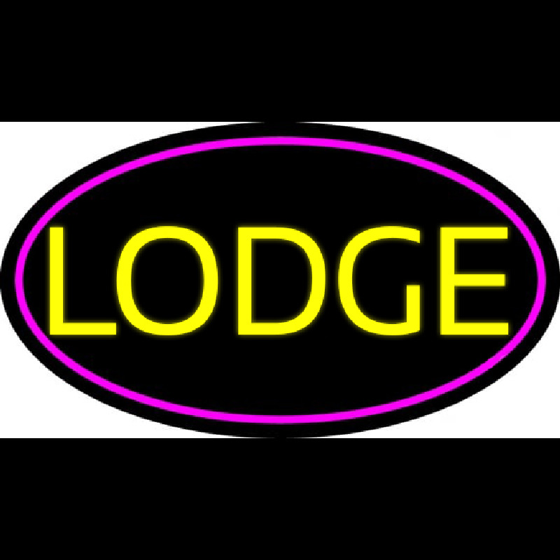Yellow Lodge With Pink Border Neon Sign