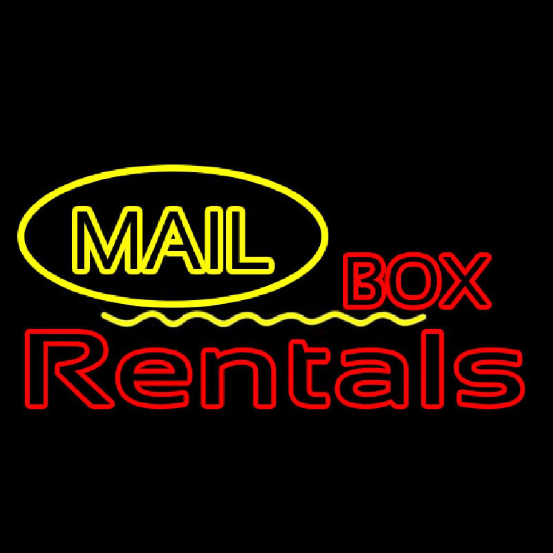 Yellow Mail Block Bo  Rentals Neon Sign