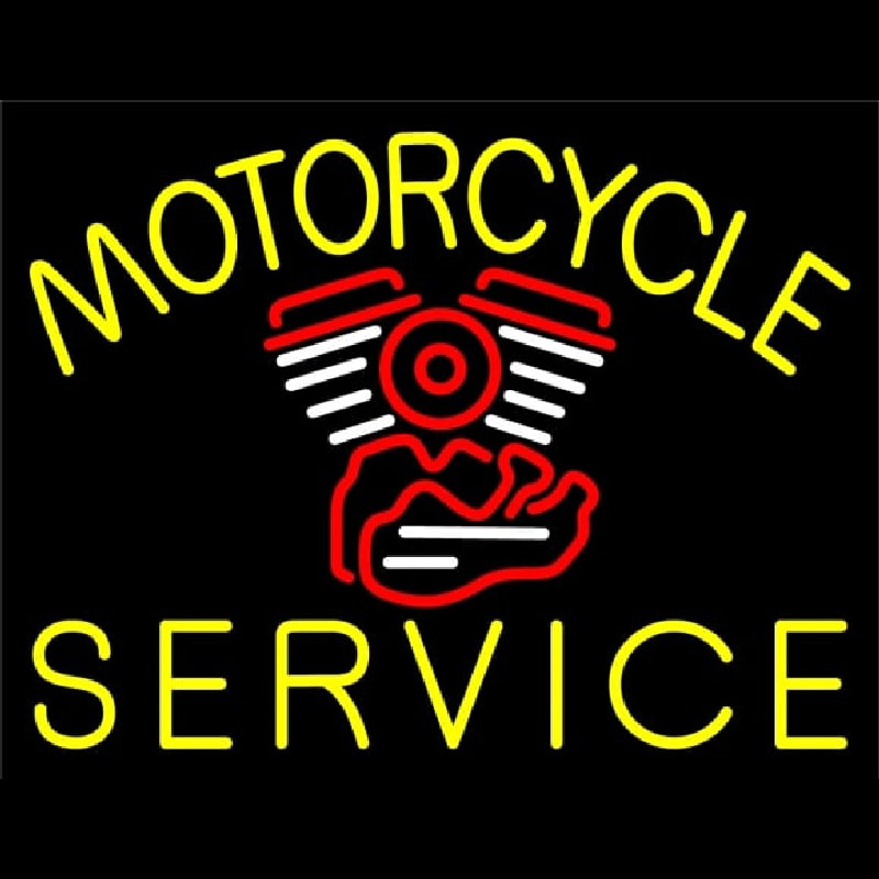 Yellow Motorcycle Service Neon Sign