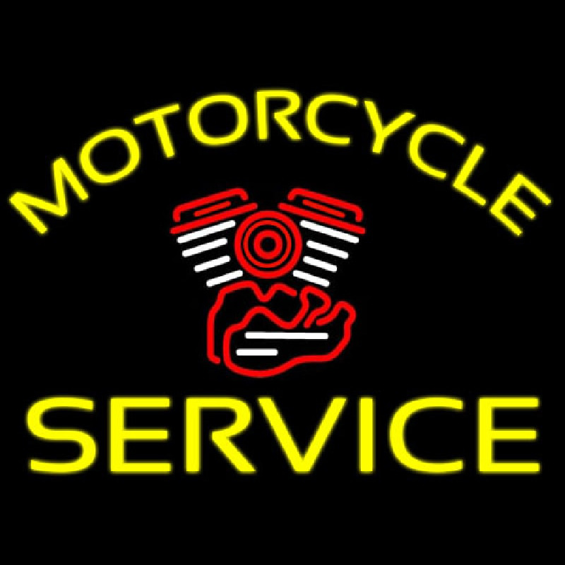 Yellow Motorcycle Service Neon Sign