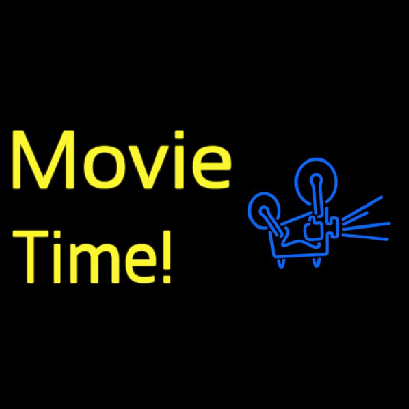 Yellow Movie Time With Logo Neon Sign