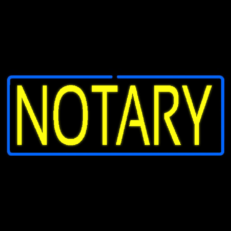 Yellow Notary Blue Border Neon Sign