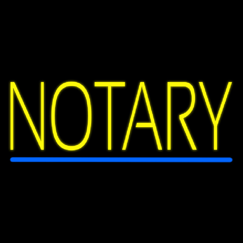 Yellow Notary Blue Line Neon Sign