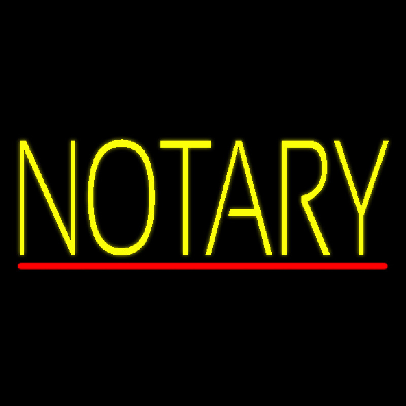 Yellow Notary With Red Line Neon Sign