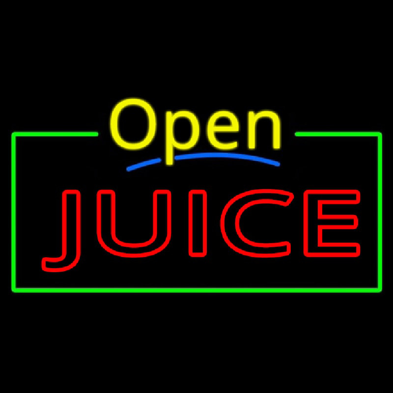 Yellow Open Double Stroke Juice Neon Sign