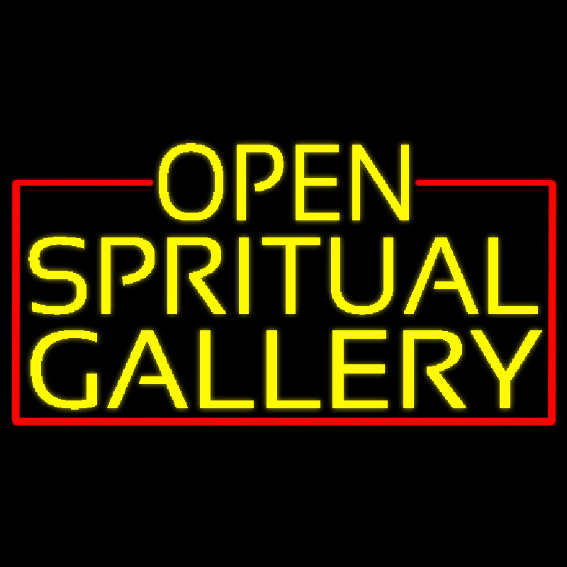 Yellow Open Spiritual Gallery With Red Border Neon Sign