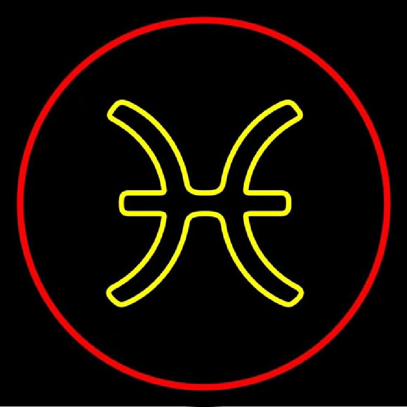 Yellow Pisces Red Border Neon Sign