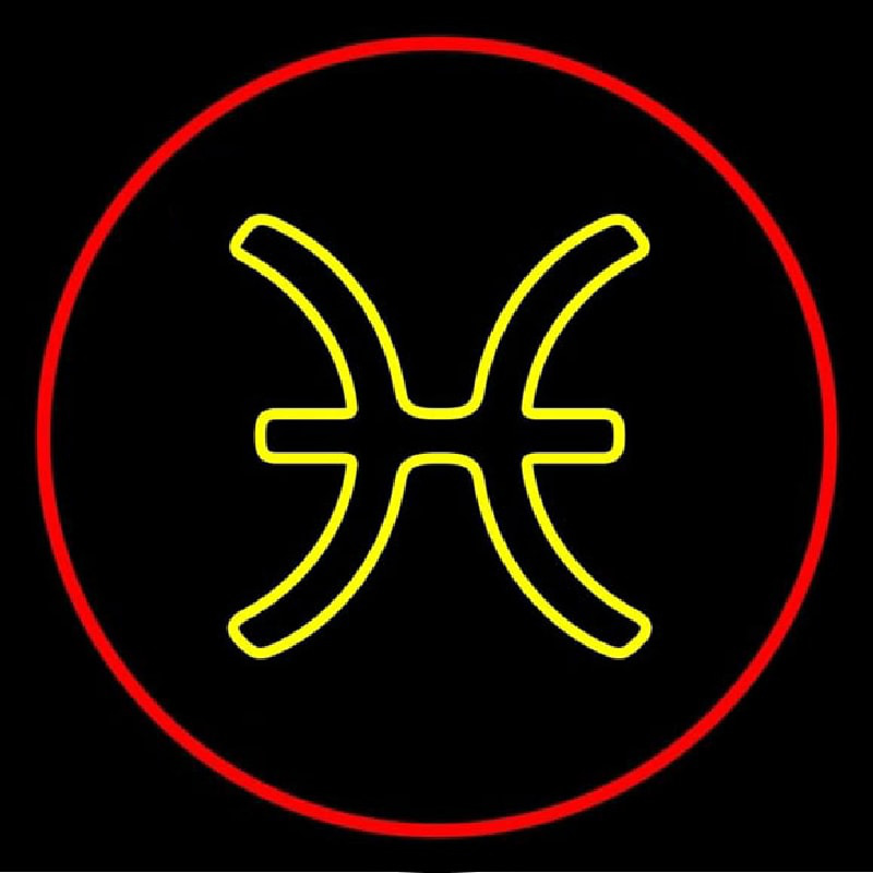 Yellow Pisces Red Border Neon Sign