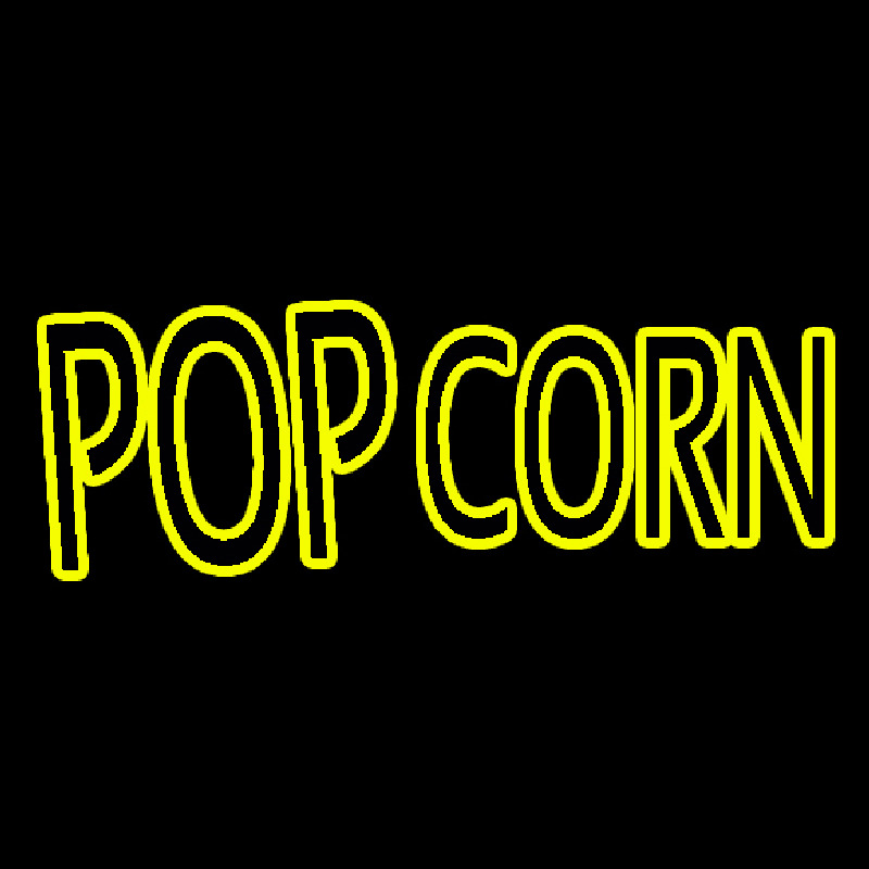 Yellow Popcorn Block Neon Sign