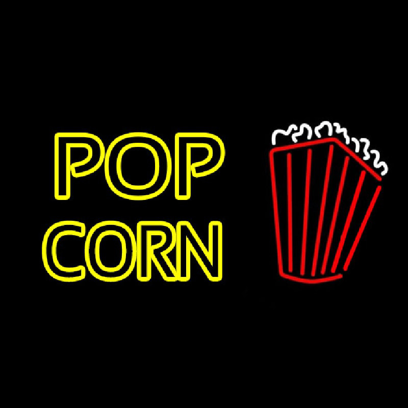 Yellow Popcorn With Logo Neon Sign