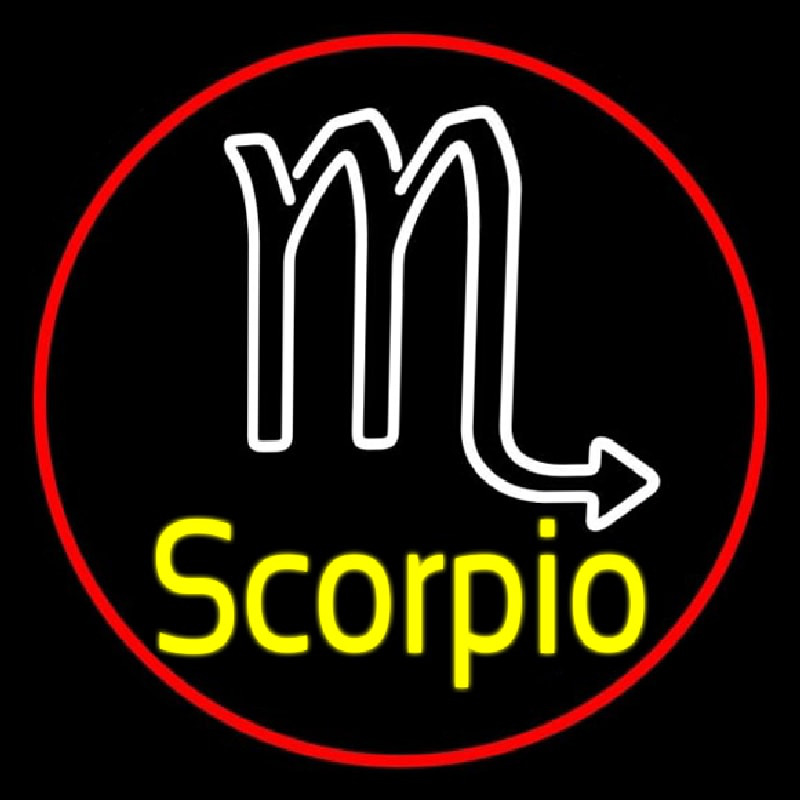 Yellow Scorpio Zodiac Red Border Neon Sign