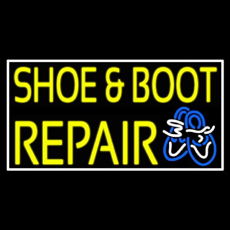 Yellow Shoe And Boot Repair Neon Sign