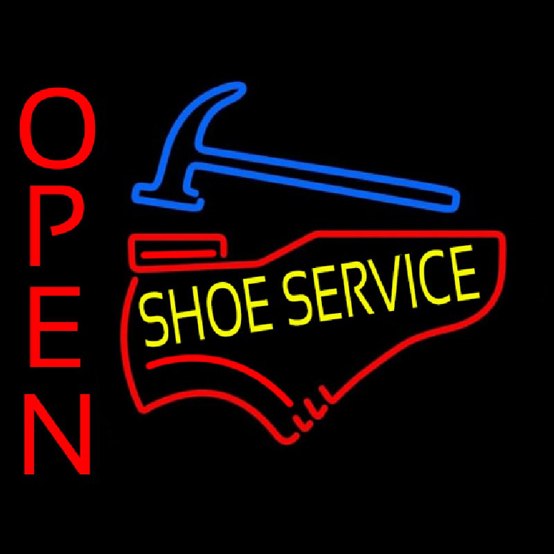 Yellow Shoe Service Open Neon Sign