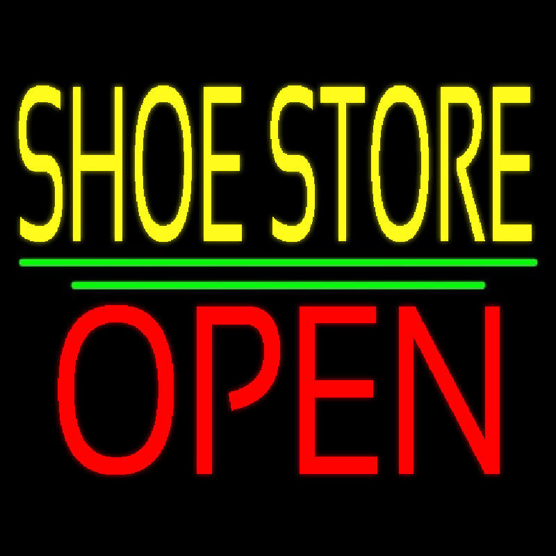 Yellow Shoe Store Open Neon Sign