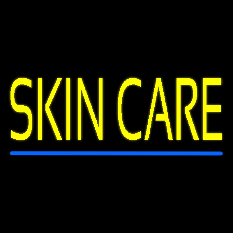 Yellow Skin Care Blue Line Neon Sign