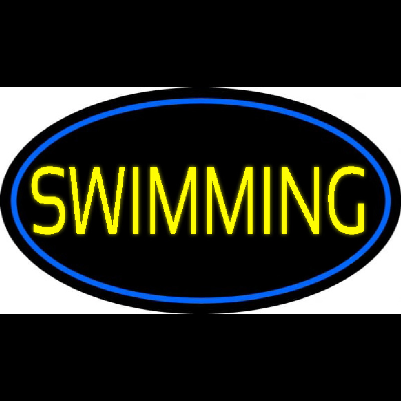 Yellow Swimming With Blue Border Neon Sign