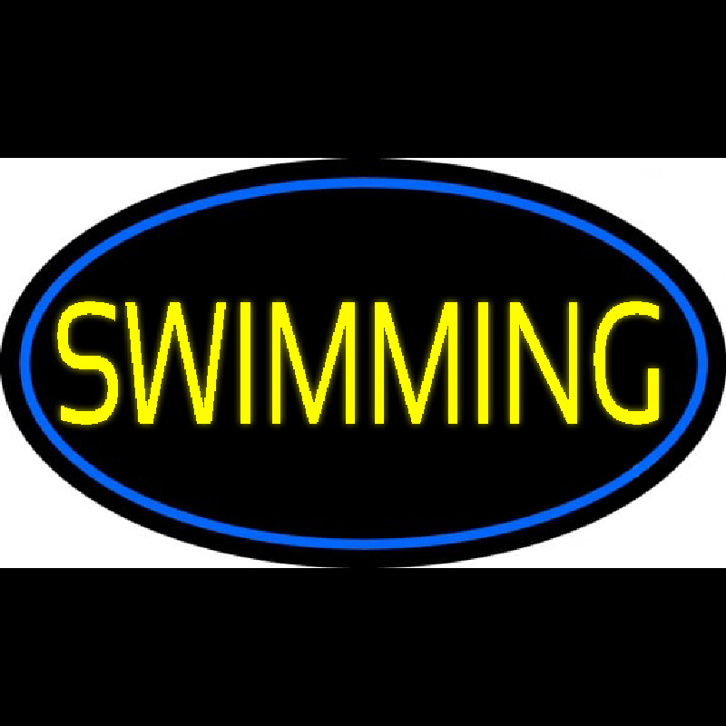 Yellow Swimming With Blue Border Neon Sign