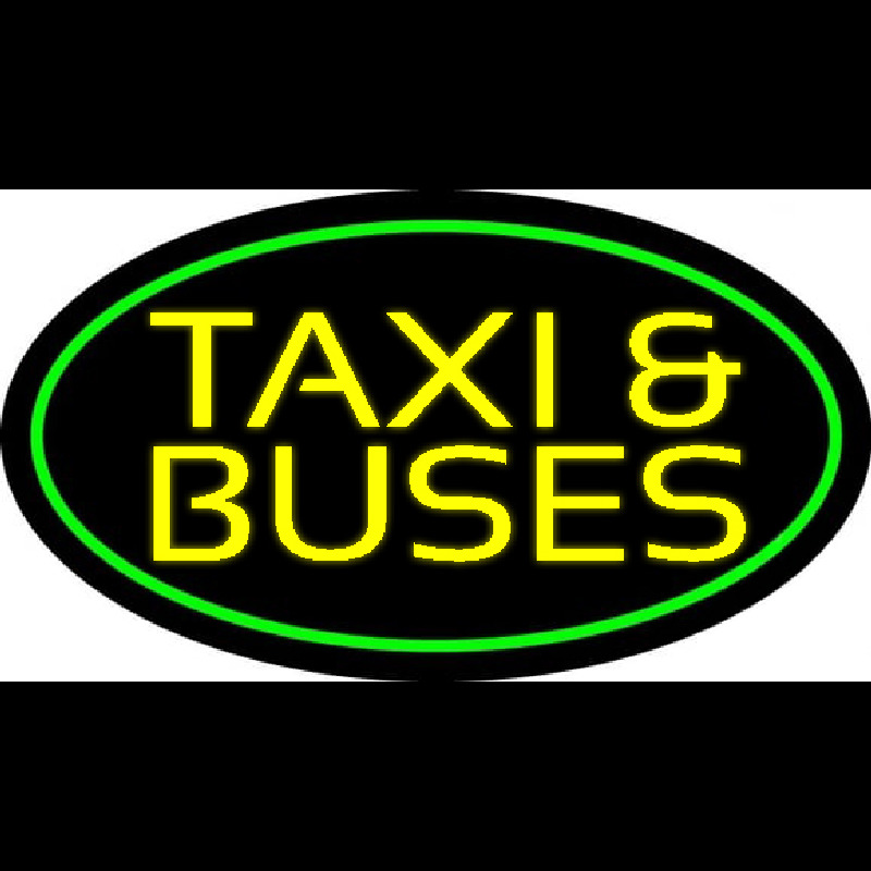 Yellow Ta i And Buses With Border Neon Sign