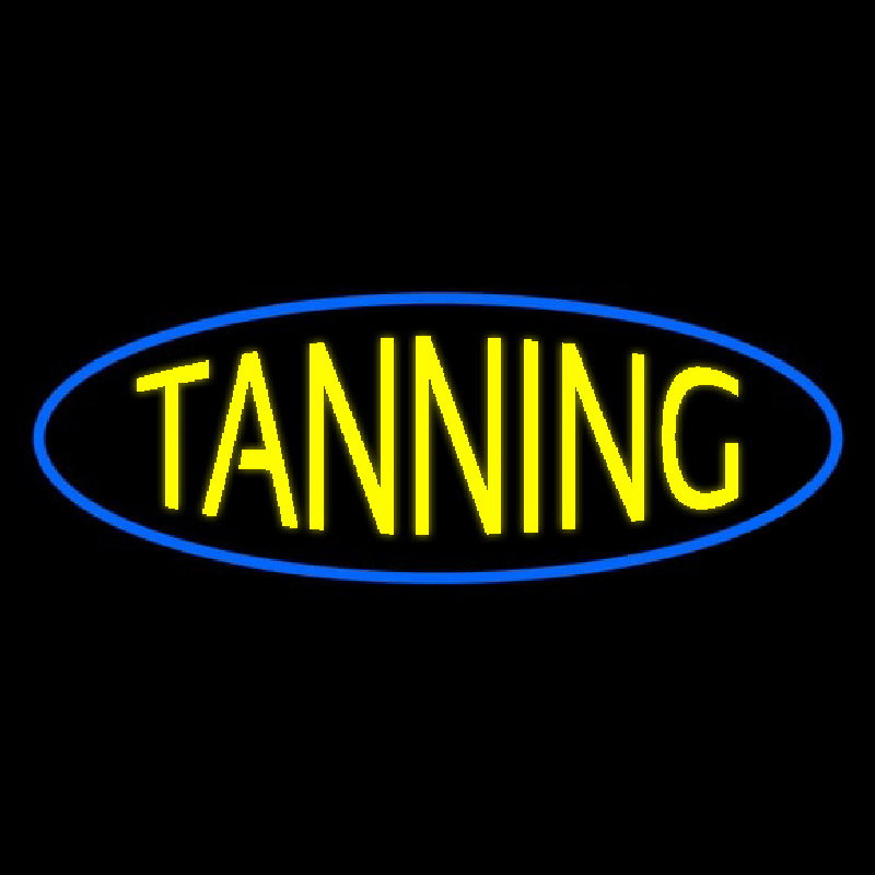 Yellow Tanning Blue Oval Neon Sign