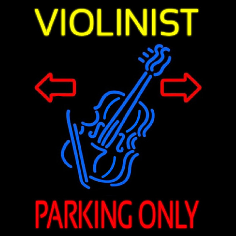 Yellow Violinist Red Parking Only Neon Sign