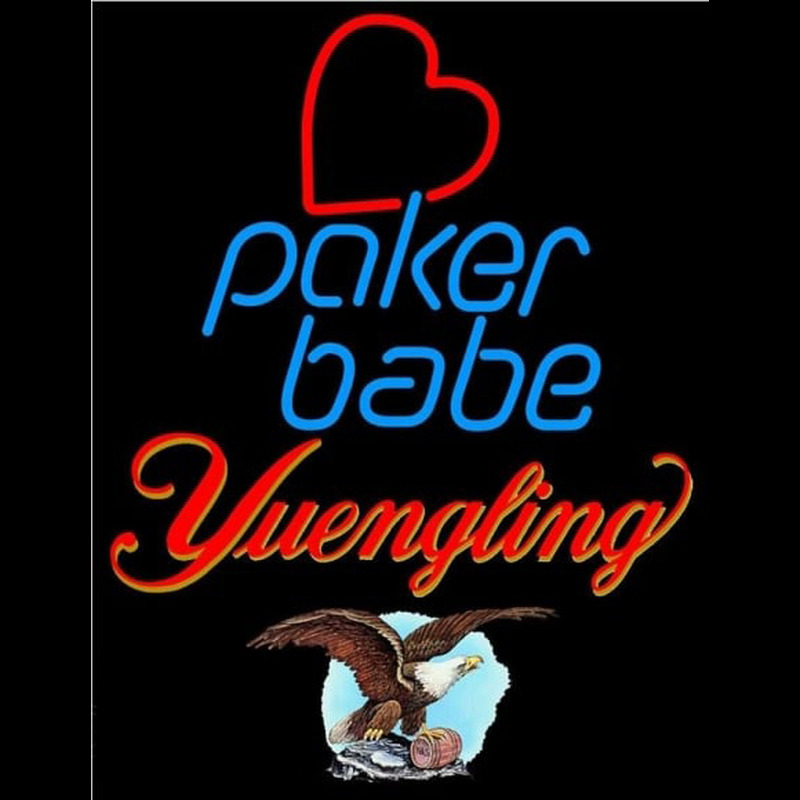 Yuengling Poker Girl Heart Babe Beer Sign Neon Sign