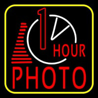 1 Hour Photo With Clock Icon Neon Sign