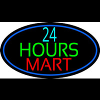 24 Hours Mini Mart With Blue Round Neon Sign